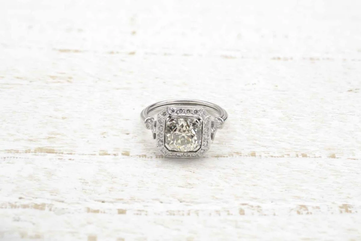 Bague de style Art Déco diamant en platine - Image 2