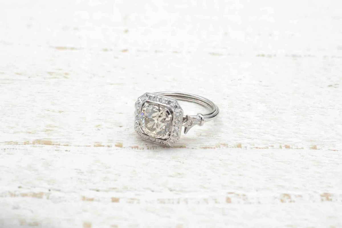 Bague de style Art Déco diamant en platine - Image 3