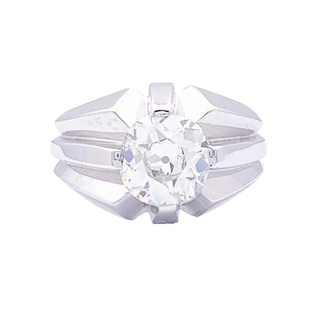 Bague de style Art Déco en or blanc, diamant.