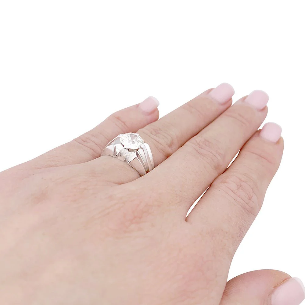 Bague de style Art Déco en or blanc, diamant. - Image 6