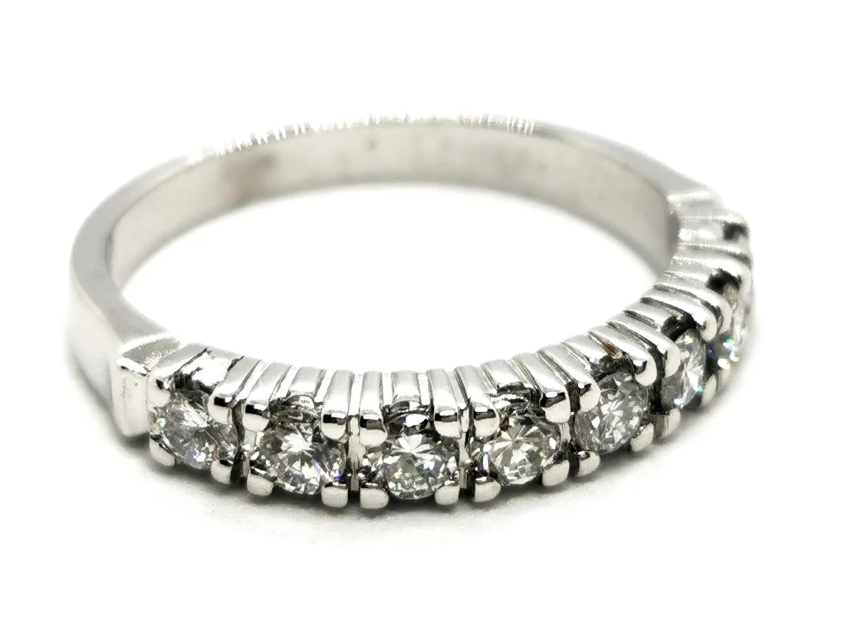 Bague Demi alliance Or blanc Diamant - Image 6