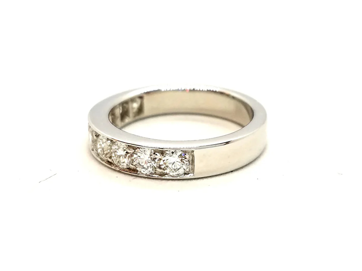 Bague Demi alliance Or blanc Diamant - Image 3