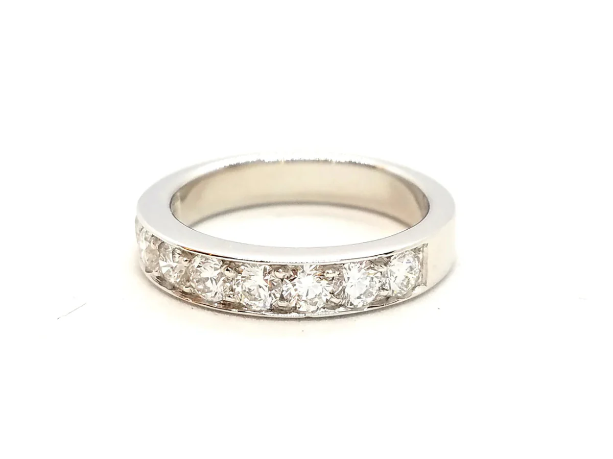 Bague Demi alliance Or blanc Diamant - Image 4