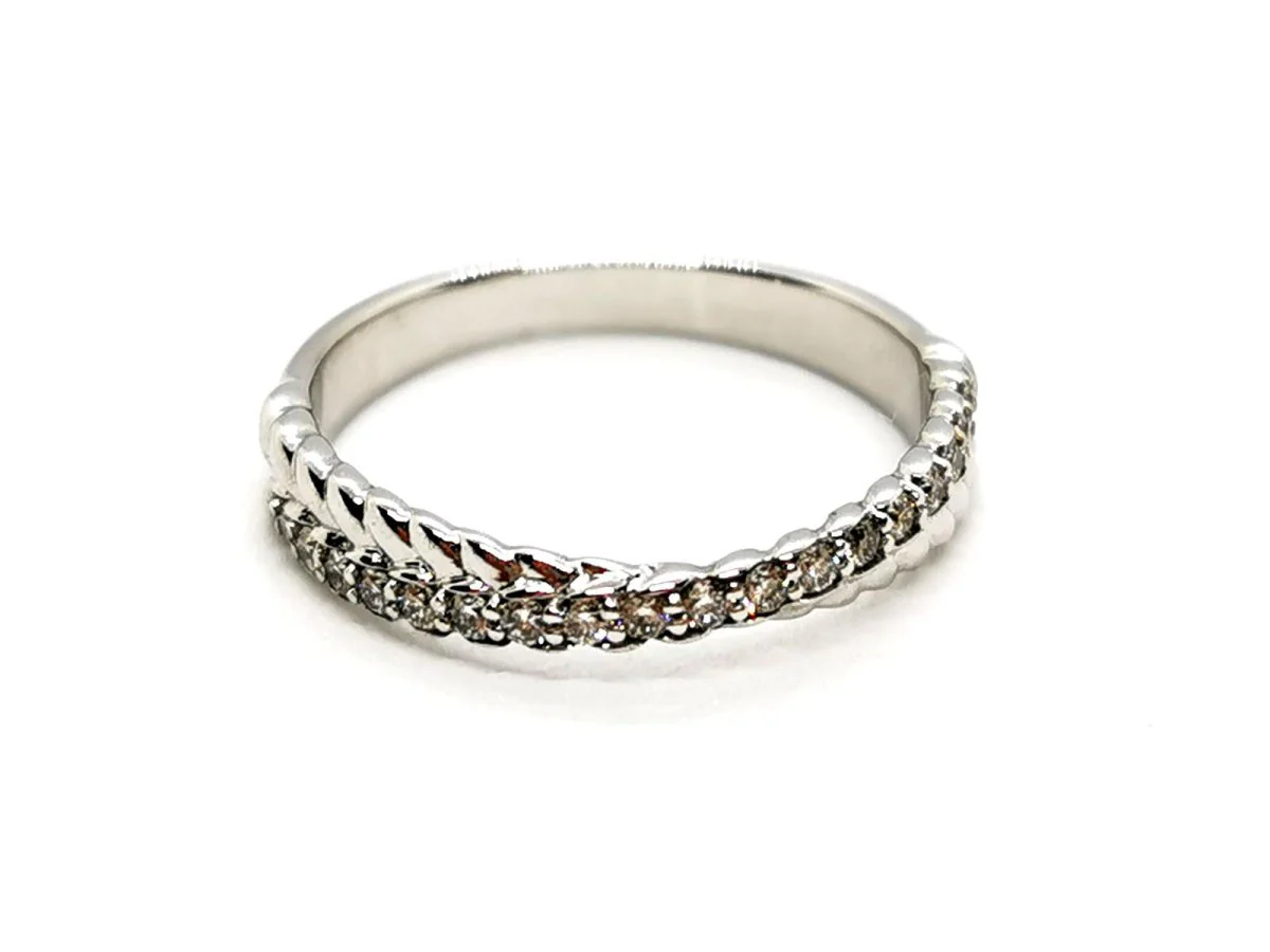 Bague Demi alliance Or blanc Diamant - Image 8