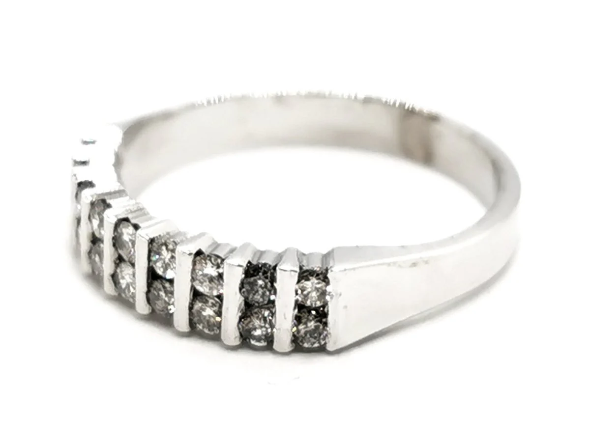 Bague Demi alliance Or blanc Diamant - Image 2