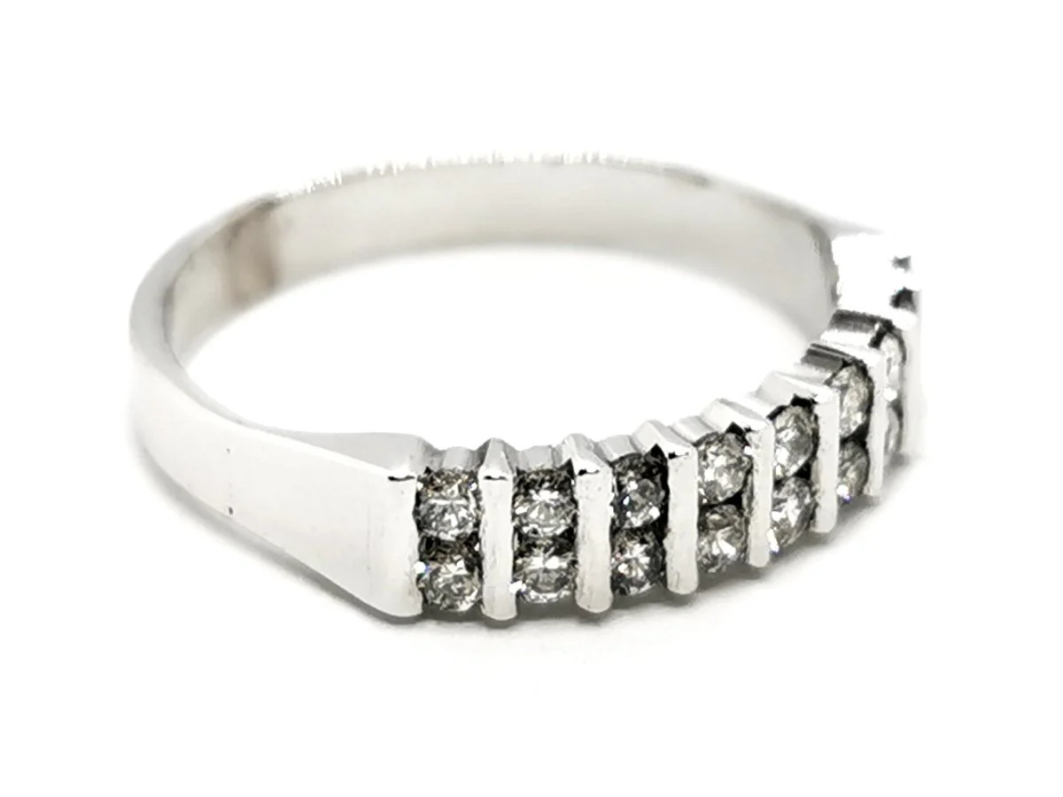 Bague Demi alliance Or blanc Diamant - Image 3