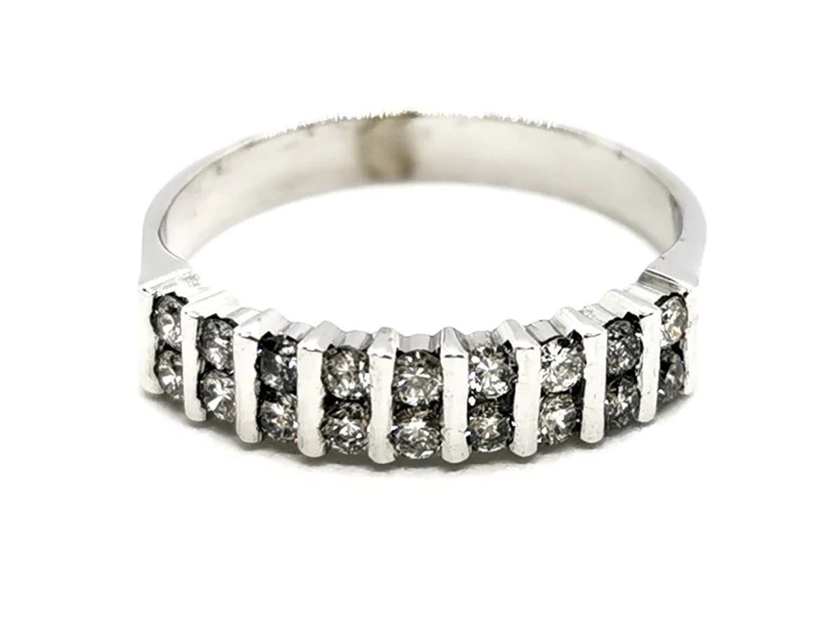 Bague Demi alliance Or blanc Diamant - Image 6