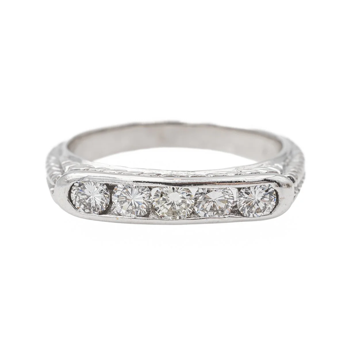 Bague Demi alliance Or blanc Diamant