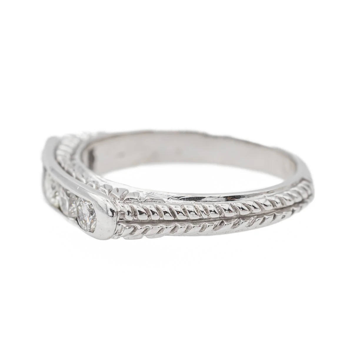 Bague Demi alliance Or blanc Diamant - Image 4