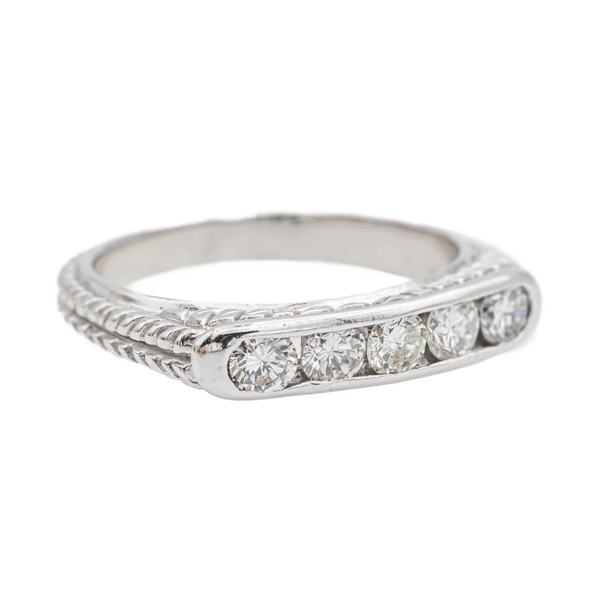Bague Demi alliance Or blanc Diamant - Image 7