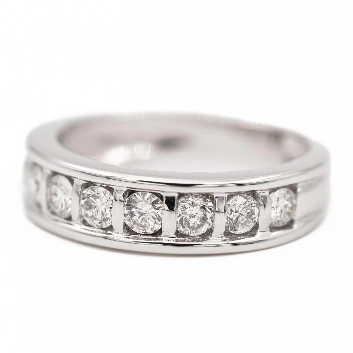 Bague demi alliance Or blanc Diamant - Image 2
