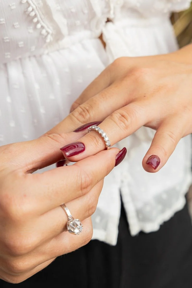 Bague Demi alliance Or blanc Diamant - Image 2
