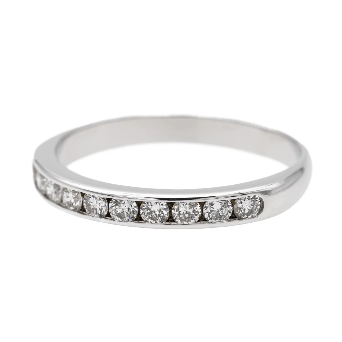 Bague demi alliance en or blanc et diamants - Image 3