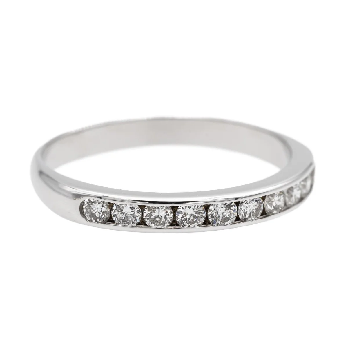 Bague demi alliance en or blanc et diamants - Image 7