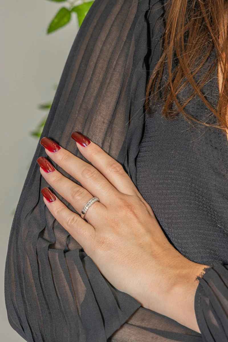 Bague Demi alliance Or blanc Diamant - Image 2