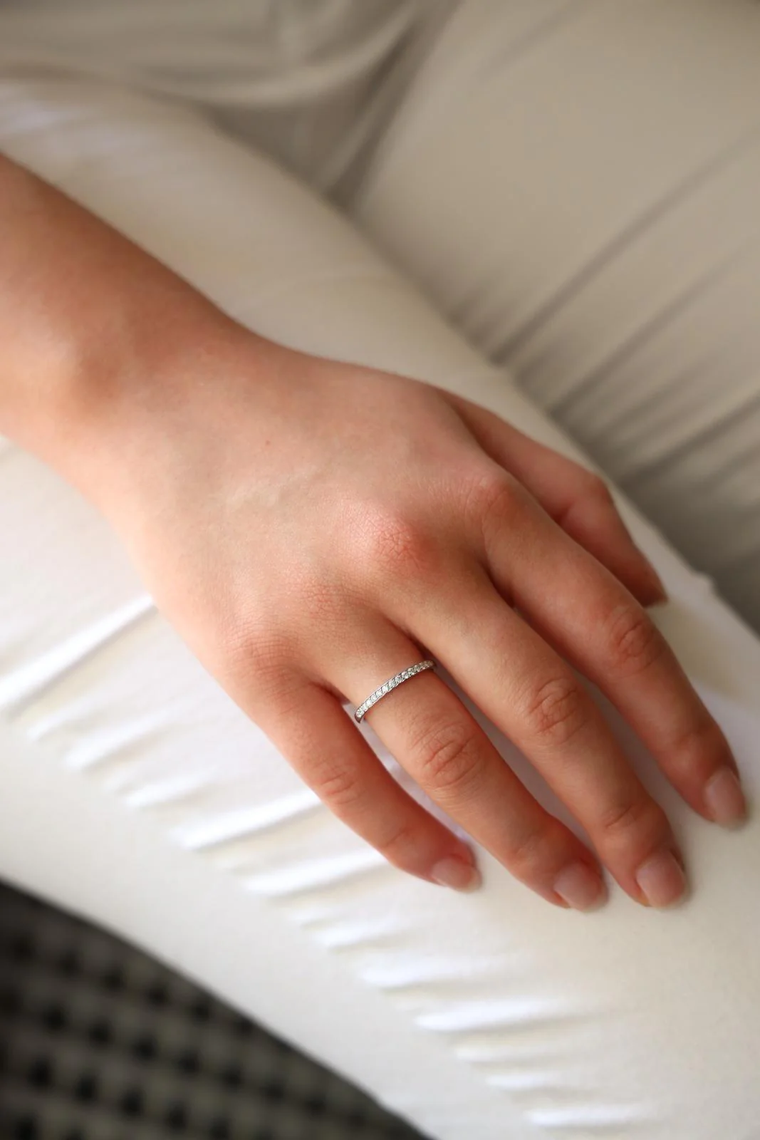 Bague Demi alliance Or blanc Diamant - Image 2