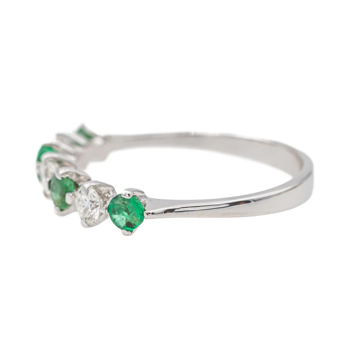 Bague Demi-alliance Or blanc Emeraude - Image 4