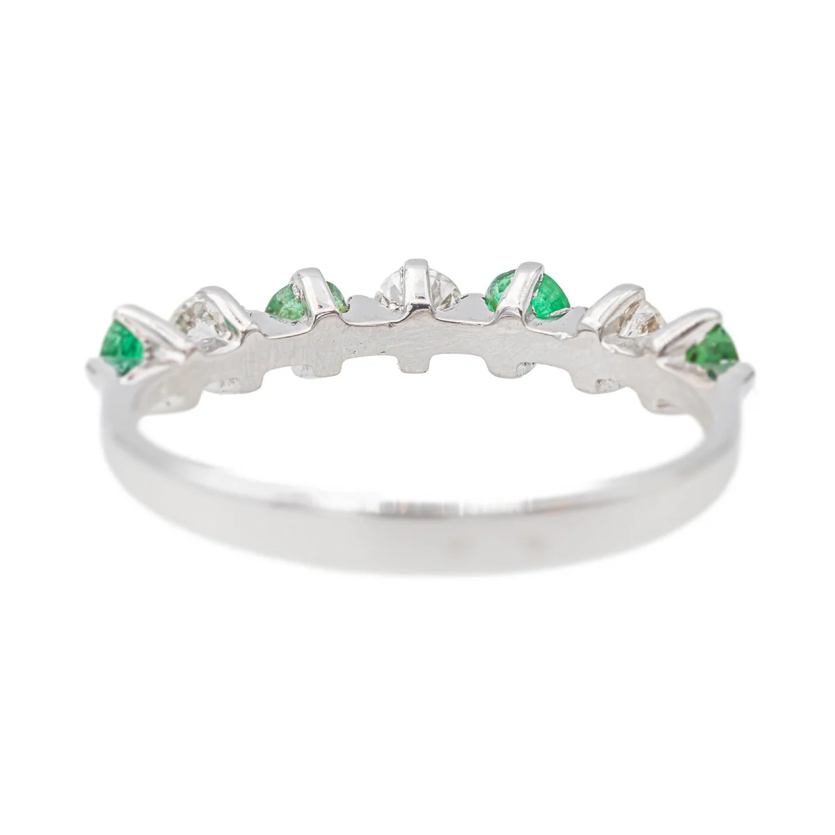Bague Demi-alliance Or blanc Emeraude - Image 5