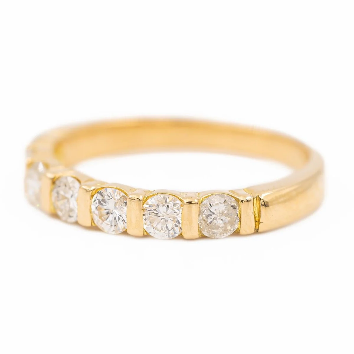 Bague demi alliance Or jaune  Diamant - Image 2