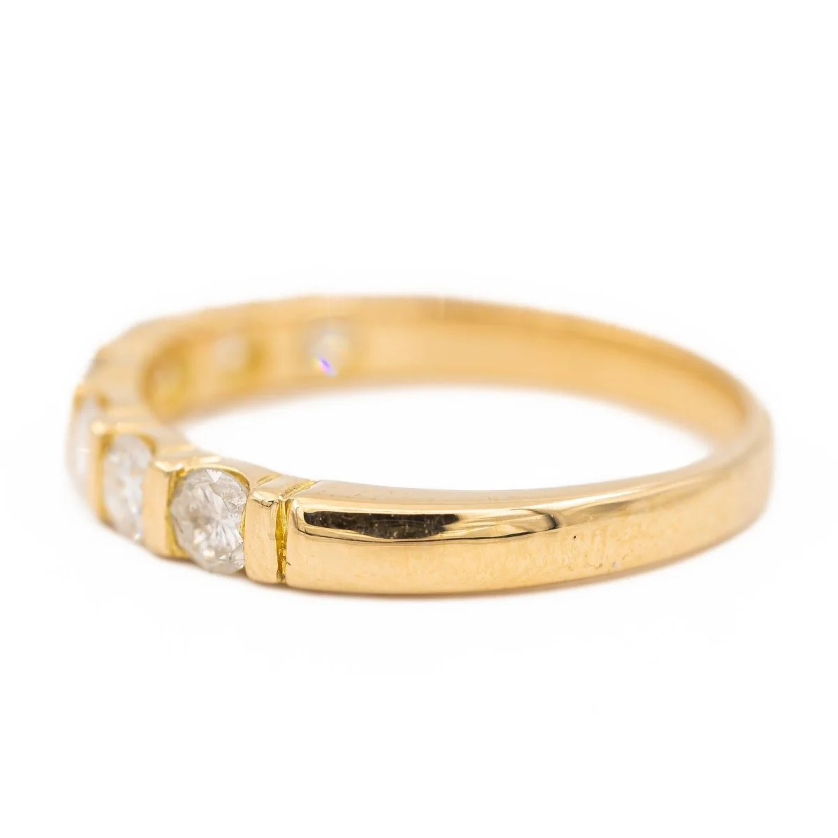 Bague demi alliance Or jaune  Diamant - Image 3