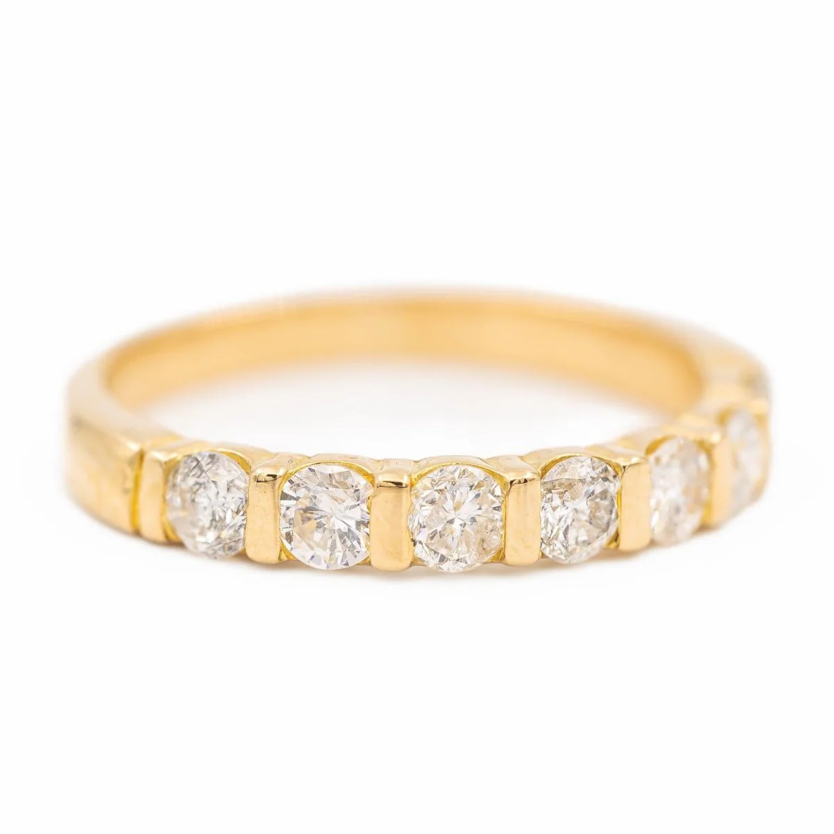 Bague demi alliance Or jaune  Diamant - Image 5