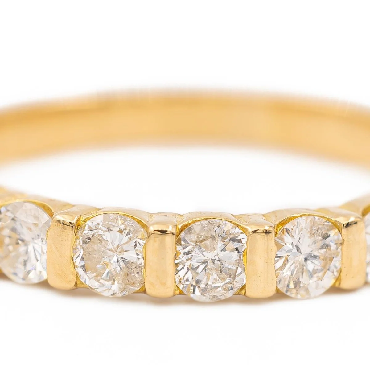 Bague demi alliance Or jaune  Diamant - Image 6