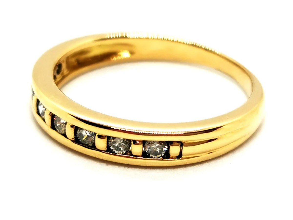 Bague Demi alliance Or jaune Diamant - Image 2