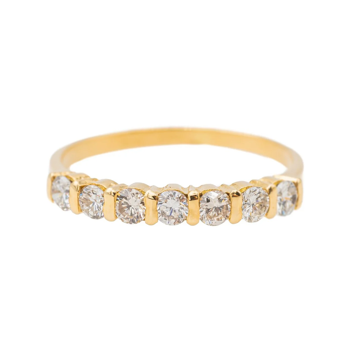 Bague demi Alliance en or jaune et diamants