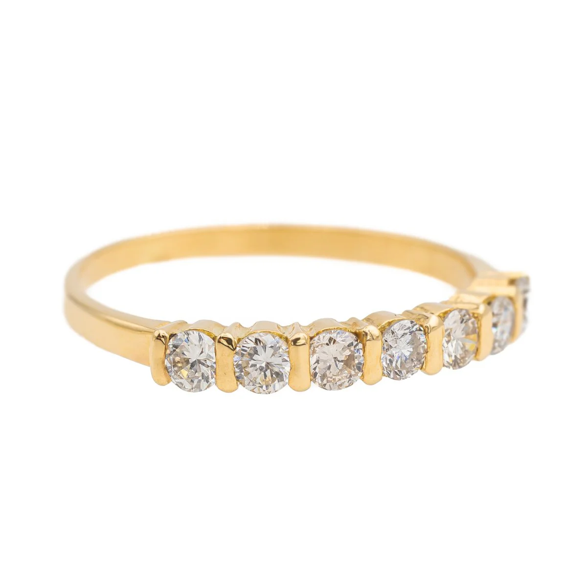 Bague demi Alliance en or jaune et diamants - Image 3