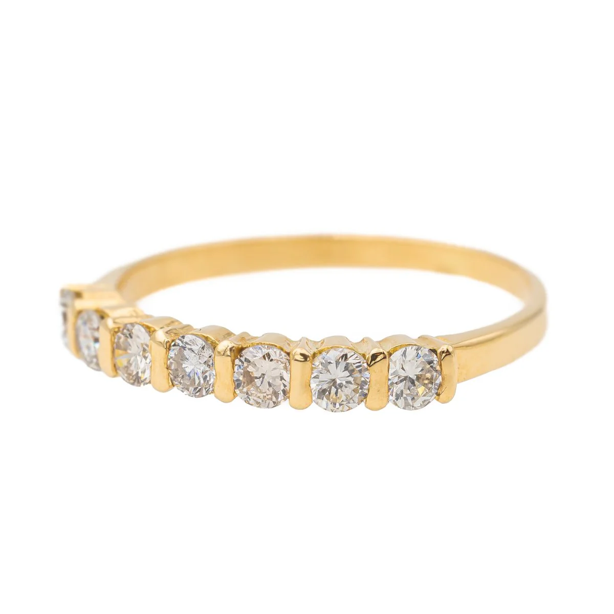 Bague demi Alliance en or jaune et diamants - Image 6