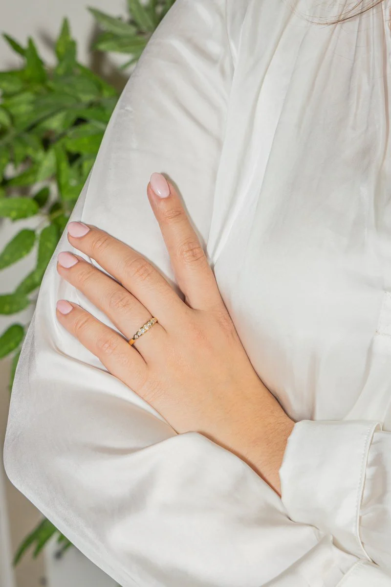 Bague Demi-alliance Or jaune Diamant - Image 2