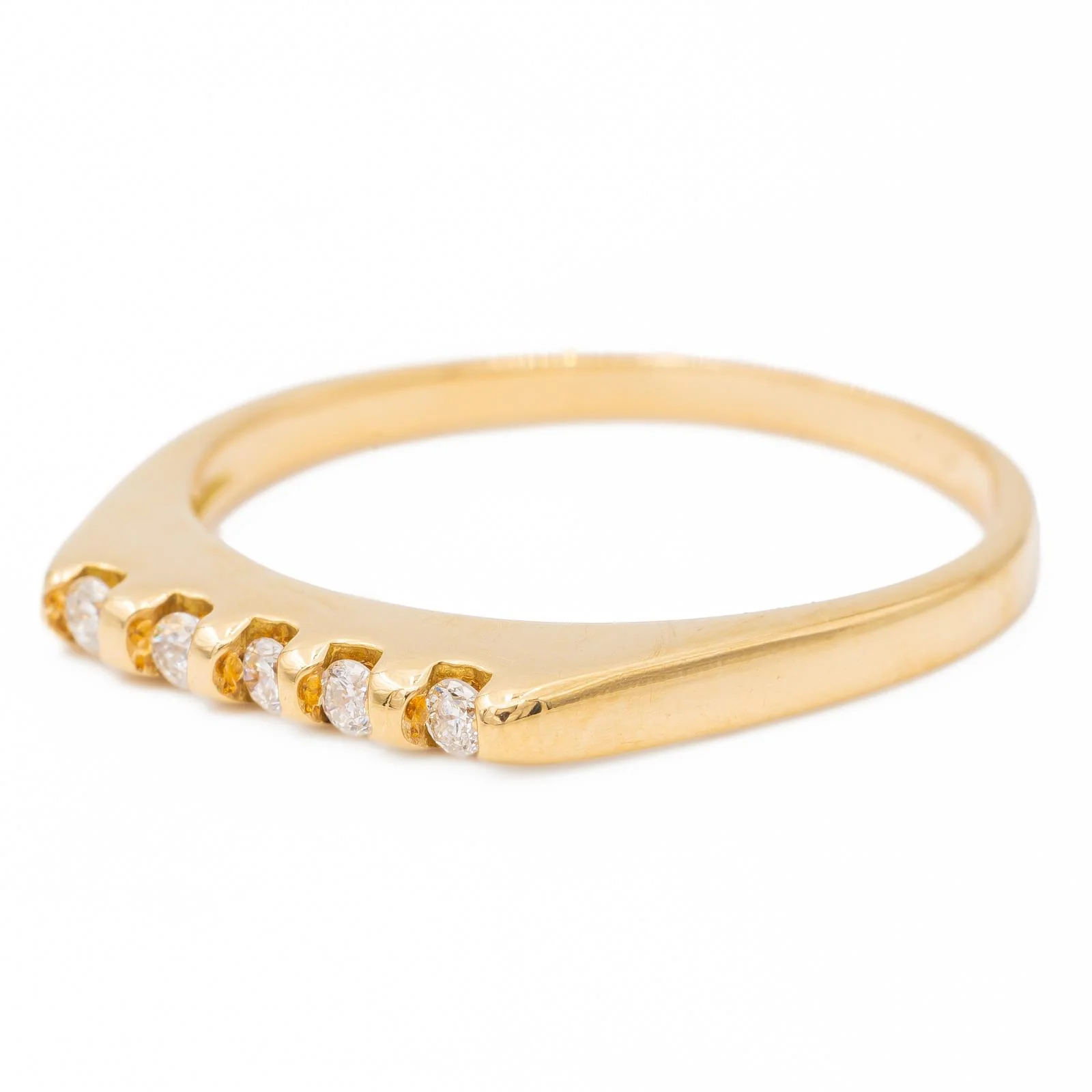 Bague Demi alliance Or jaune  Diamant - Image 3