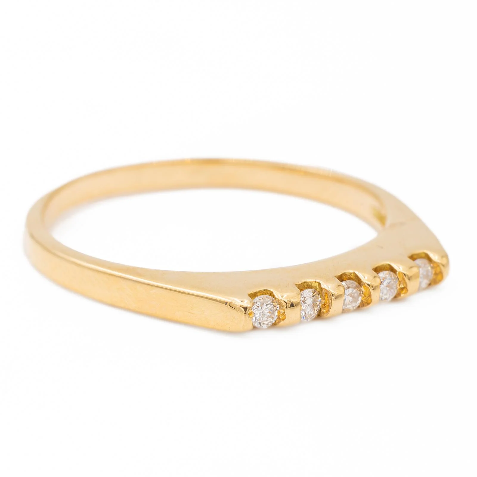 Bague Demi alliance Or jaune  Diamant - Image 7