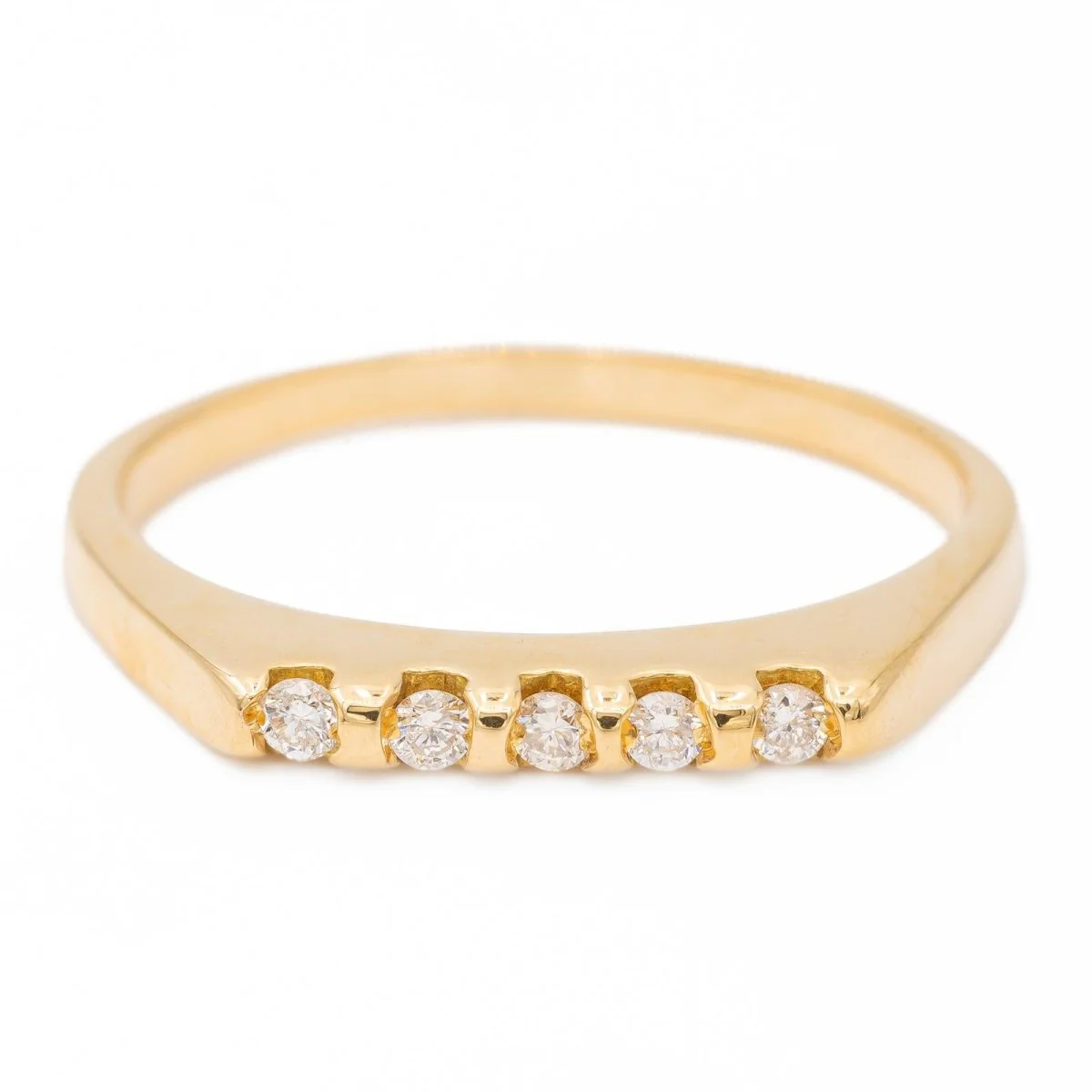 Bague Demi alliance Or jaune  Diamant - Image 8