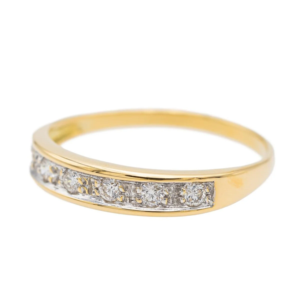 Bague Demi alliance Or jaune Diamant - Image 3