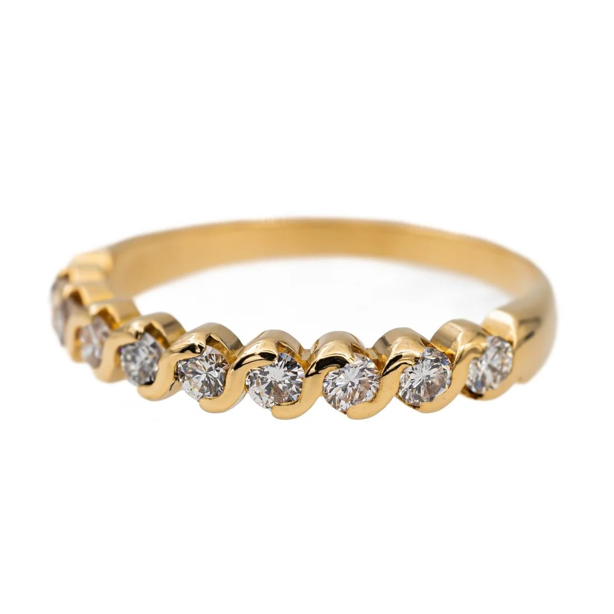 Bague Demi alliance Or jaune Diamant - Image 3