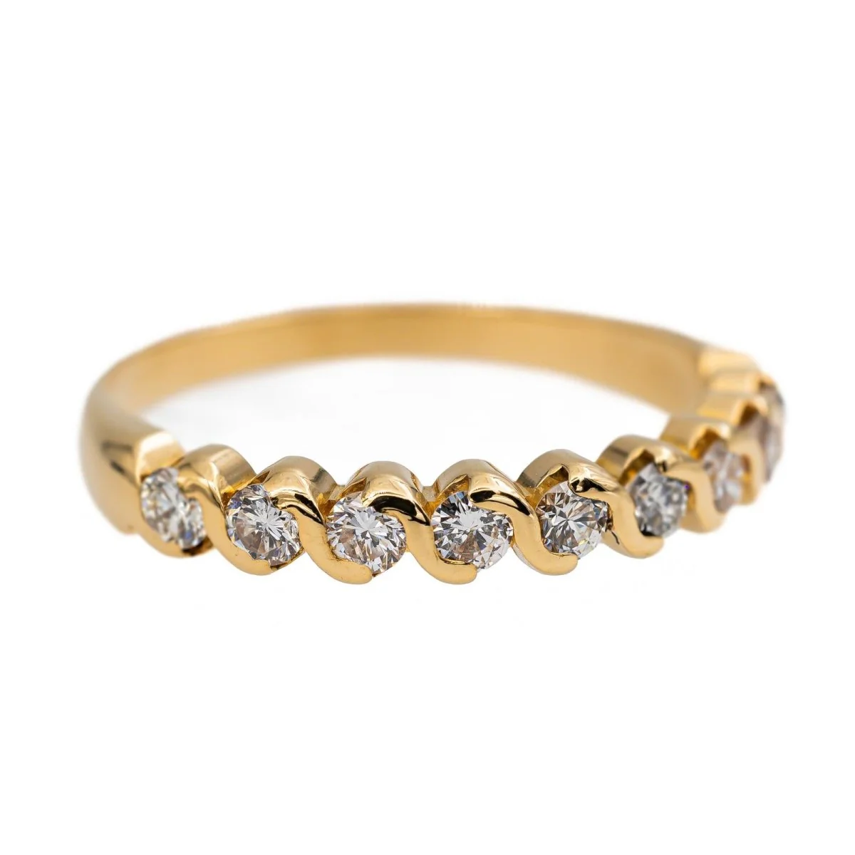 Bague Demi alliance Or jaune Diamant - Image 7