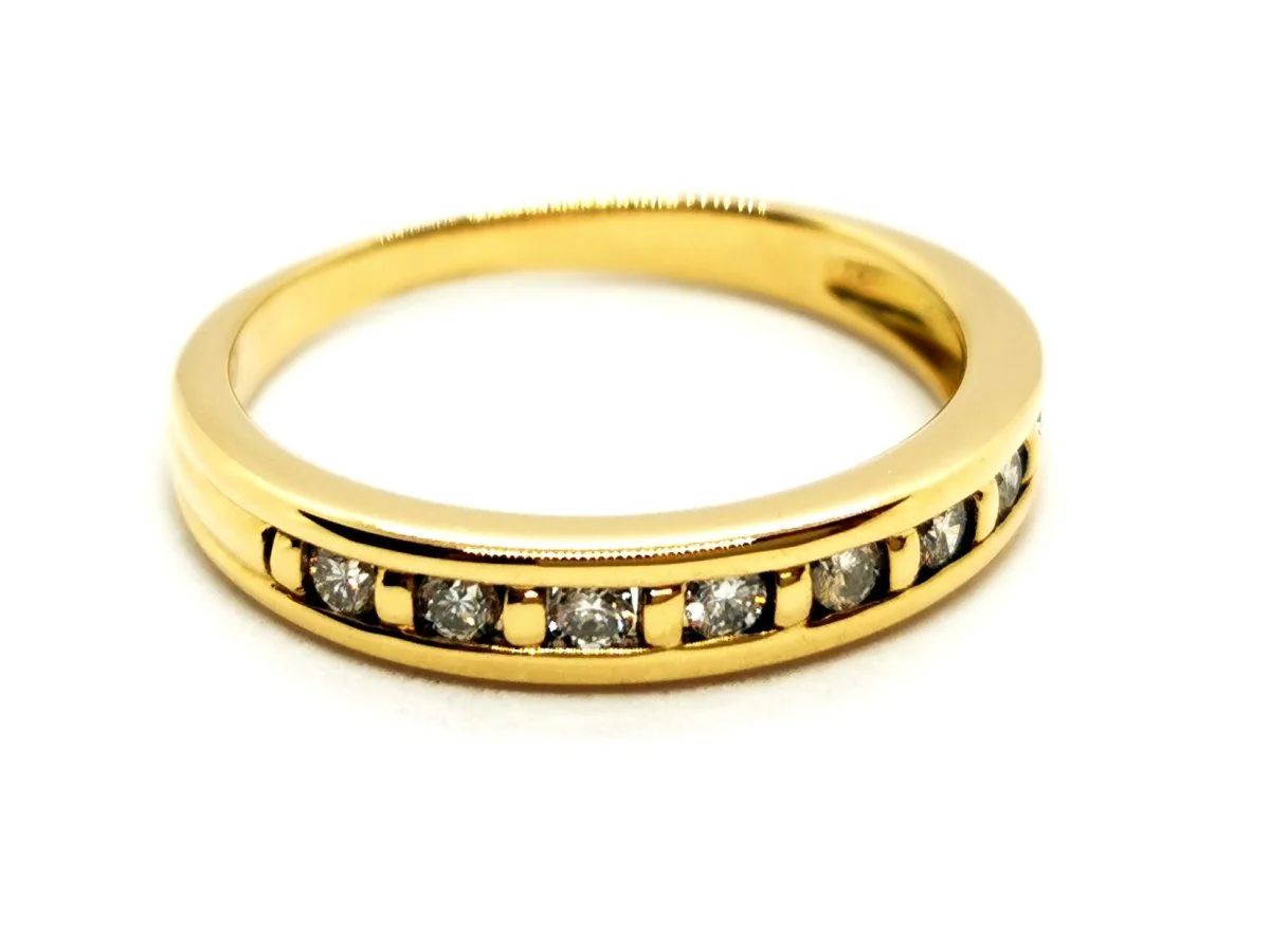 Bague Demi alliance Or jaune Diamant - Image 6
