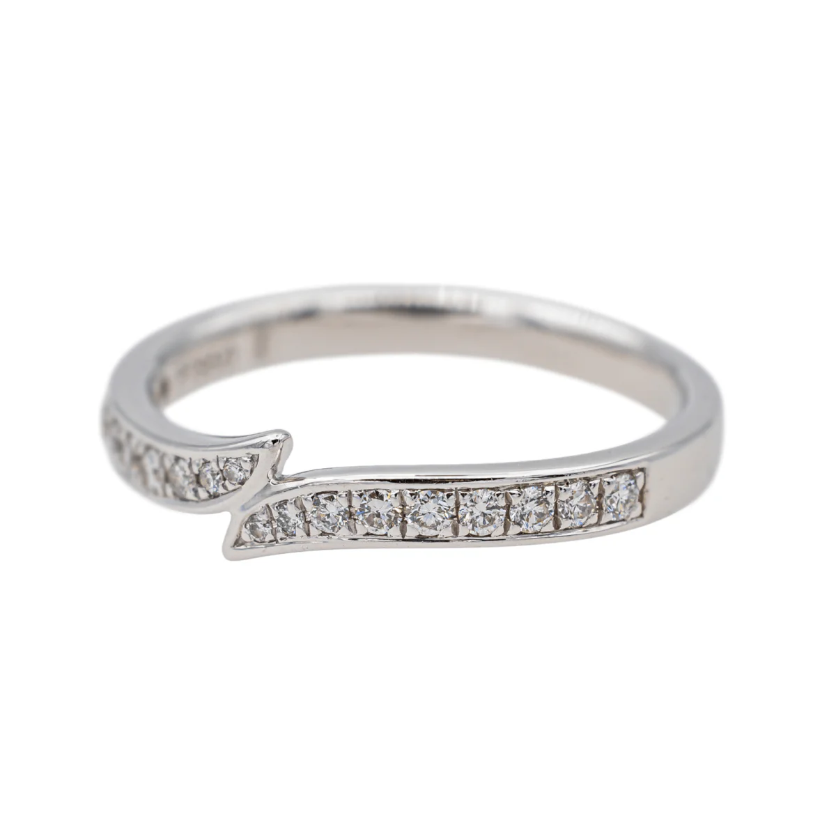 Bague Demi alliance en platine et diamant - Image 3