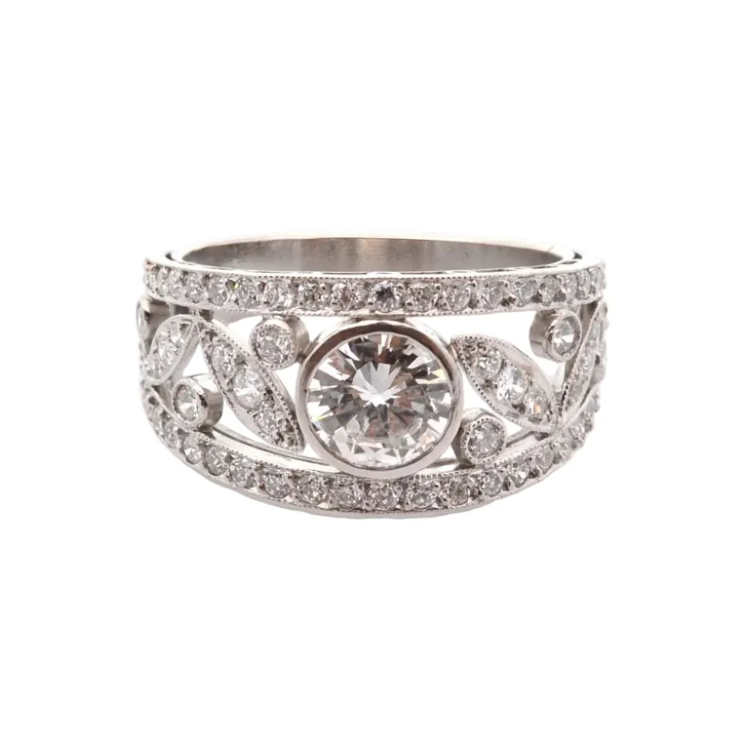 Bague Bandeau en platine et diamants