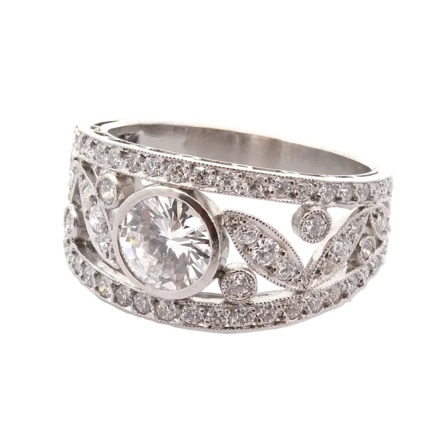 Bague Bandeau en platine et diamants - Image 2