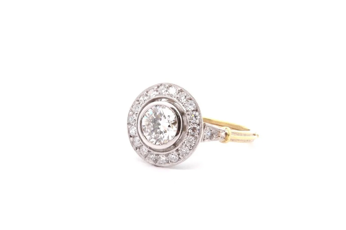 Bague diamant 0,84ct I/SI1 en or et platine