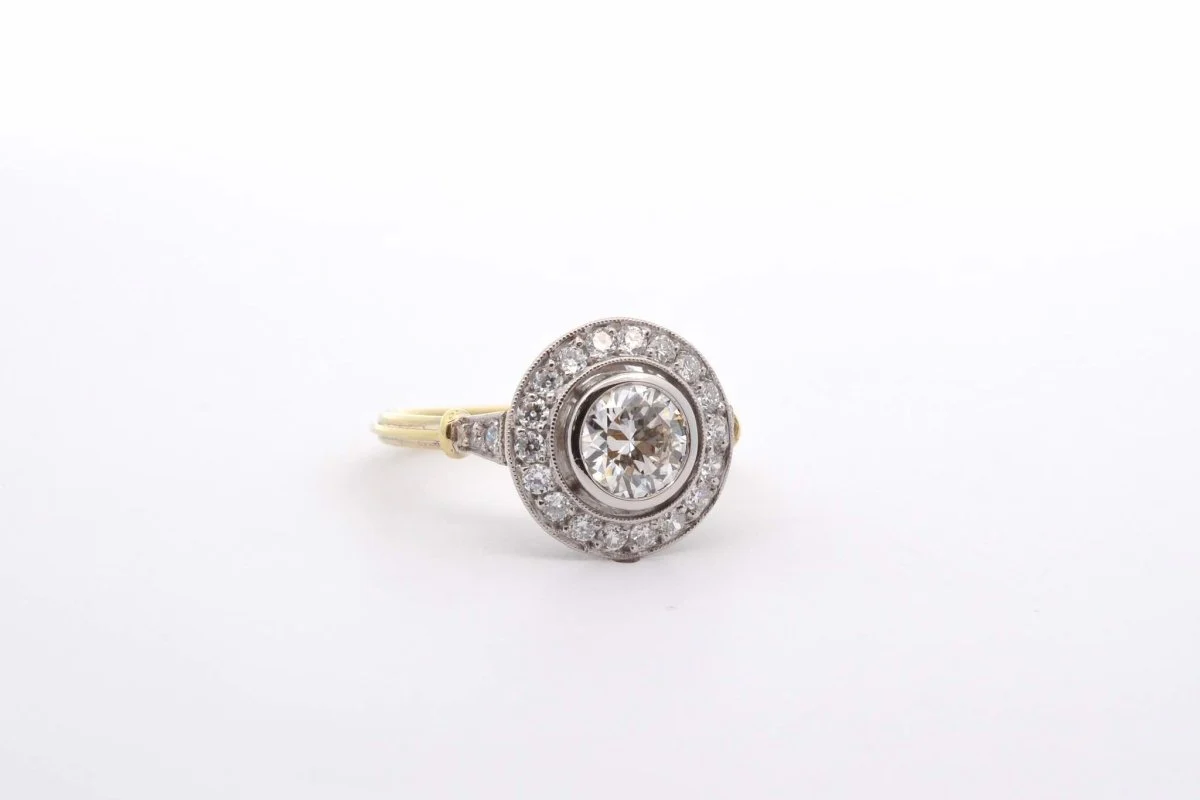 Bague diamant 0,84ct I/SI1 en or et platine - Image 4