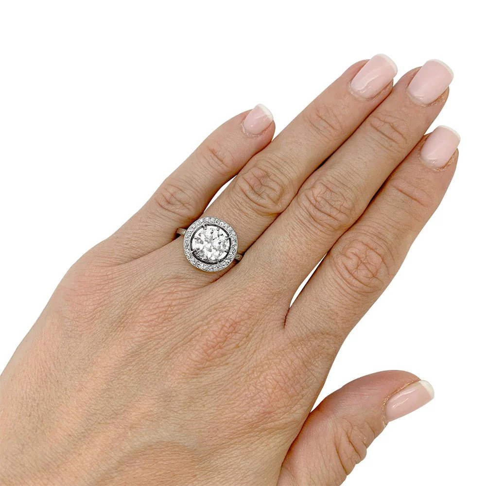Bague diamant 1,77 cts à entourage, platine - Image 3