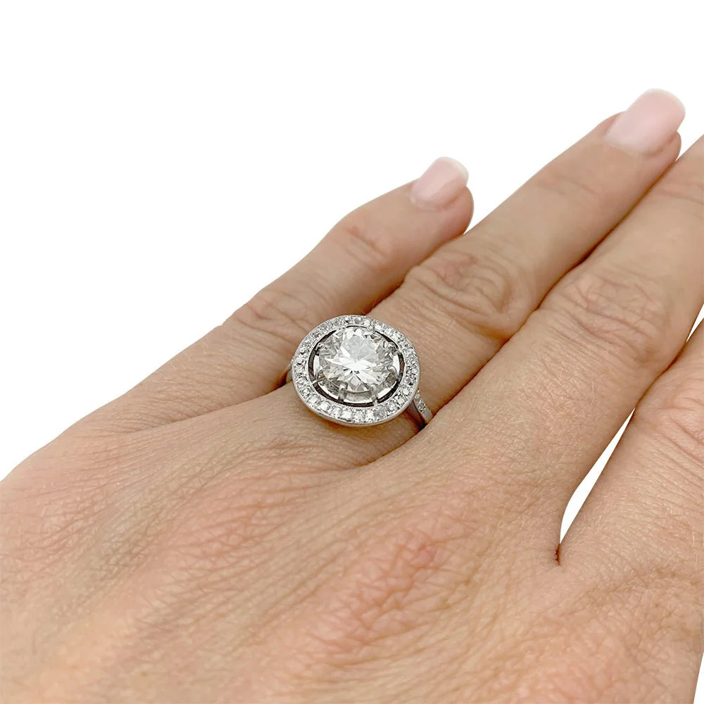 Bague diamant 1,77 cts à entourage, platine - Image 4