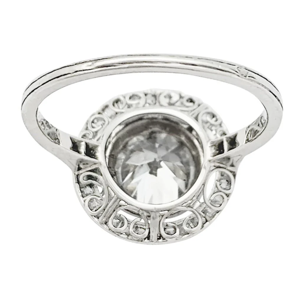 Bague diamant 1,77 cts à entourage, platine - Image 8