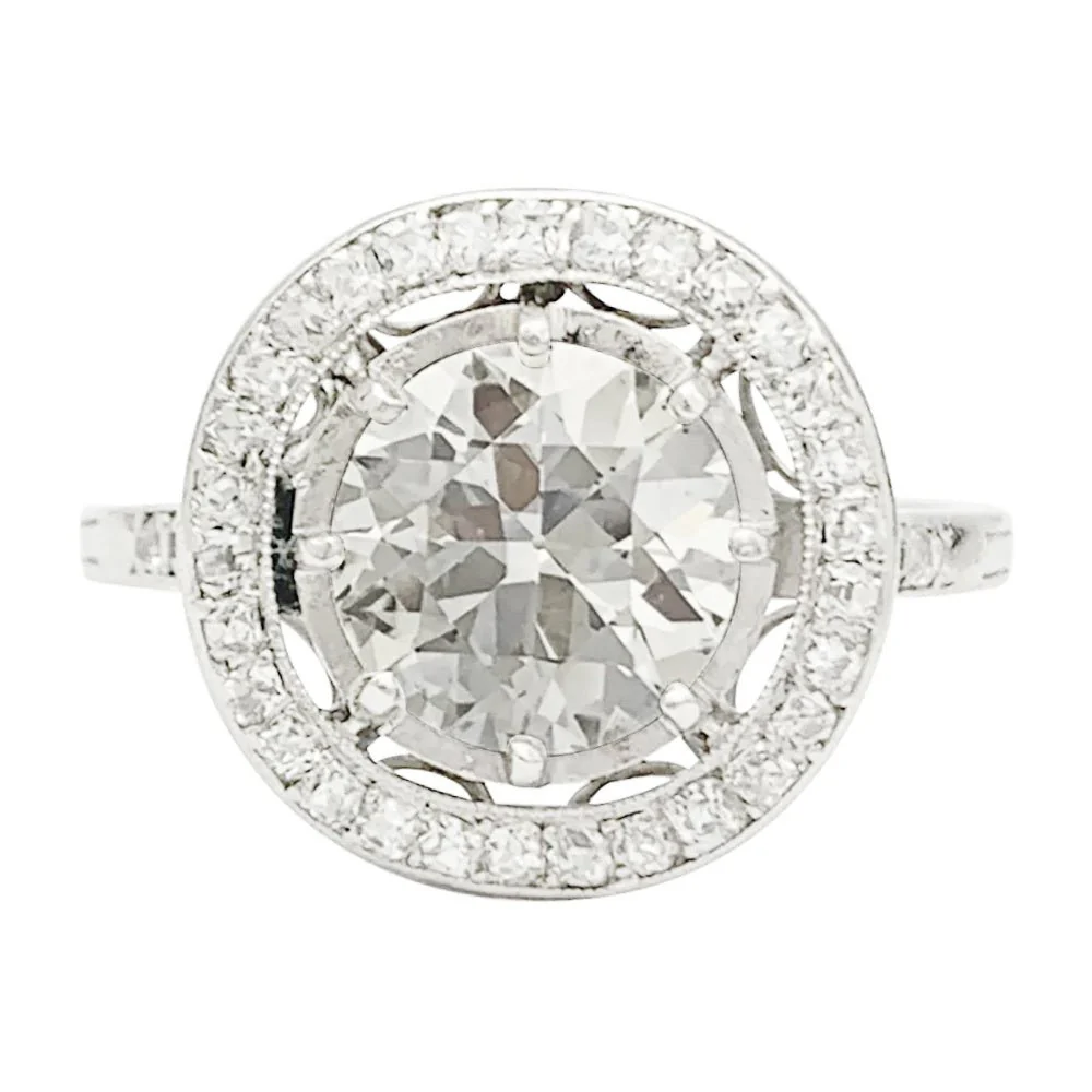 Bague diamant 1,77 cts à entourage, platine - Image 9