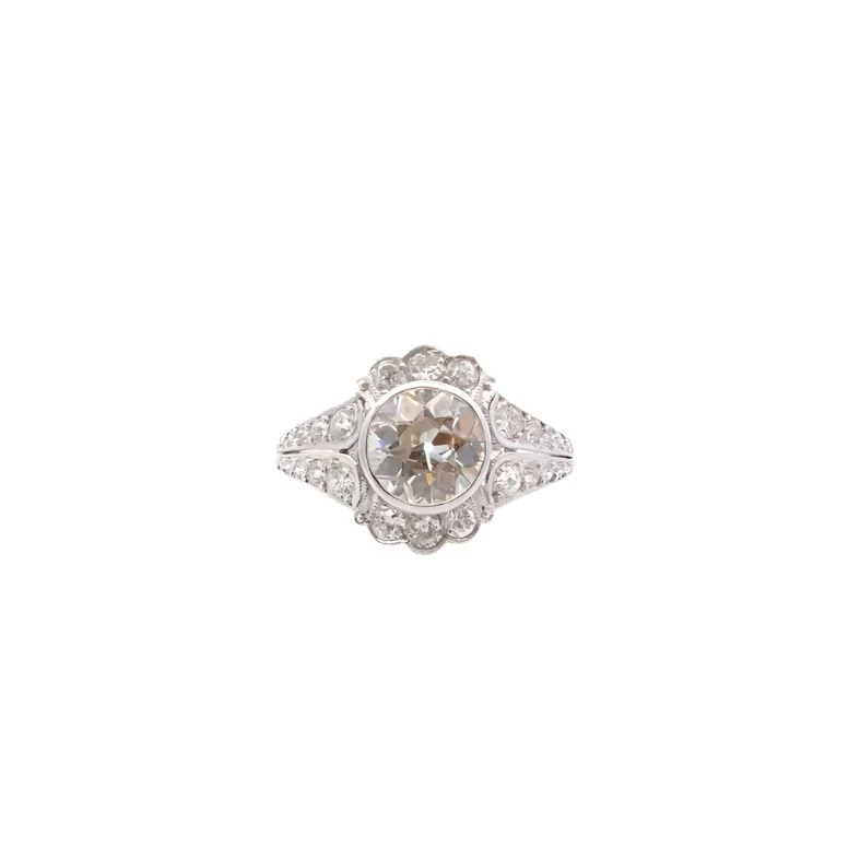 Bague diamant 1,77 cts J/VS2 en or 18k et platine