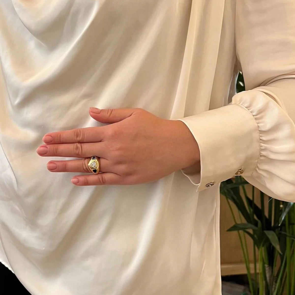 Bague cœur diamant et saphirs - Image 2