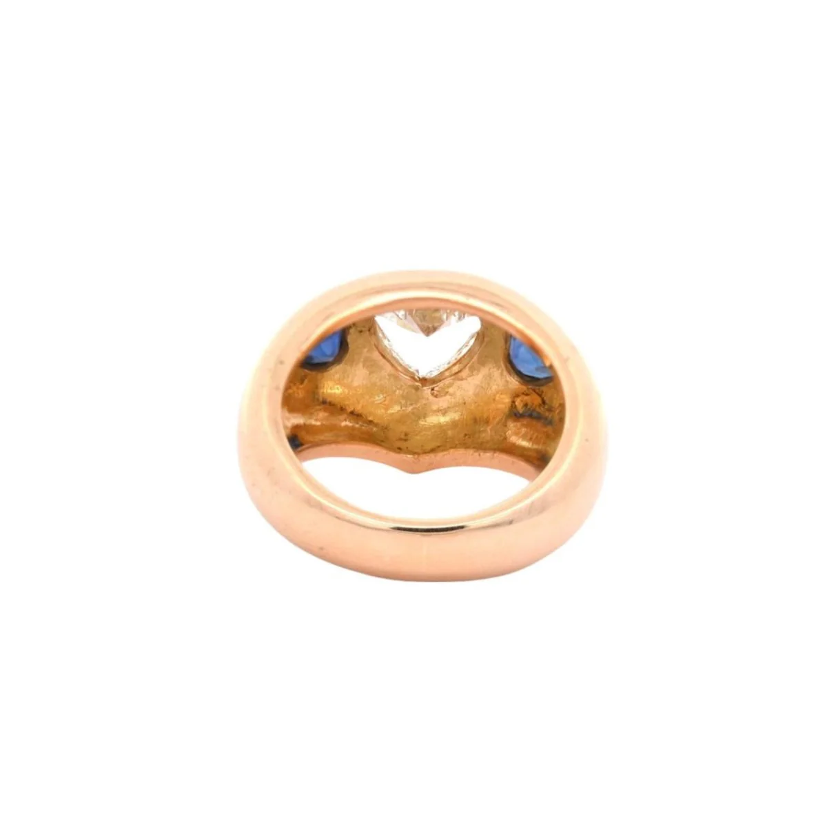 Bague cœur diamant et saphirs - Image 4